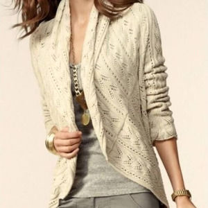 CAbi Cream Open-Front Cardigan Sweater